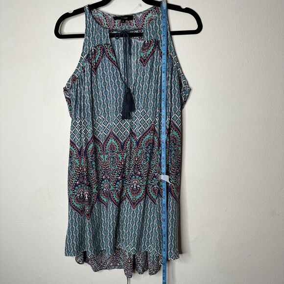 Olivaceous Teal Pink Multi Color Paisley Sleeveless Flowy Mini Tie VFront Small - Picture 11 of 13